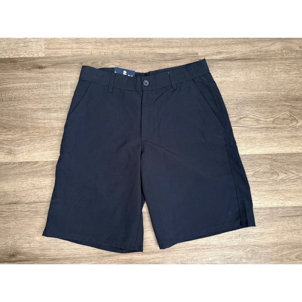 IZOD Boys Navy Blue Flat Front Wicking Adjustable Waist Shorts Size 16 Regular